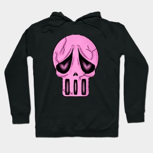 Pink Sad Skull with Hearts in Eyes. Skull in Love. Halloween Skull. Hoodie